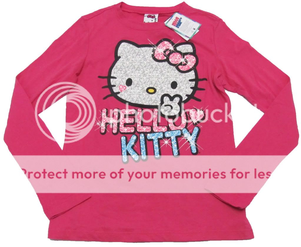 hello kitty girls l dark pink glitter glam tee shirt nwt $22